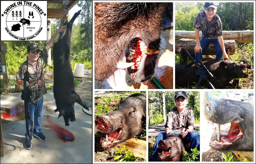 Happy Birthday Joseph! Great Boar Hog! 180lbs/2in cutters! taken at Swine In The Pines Hog Hunting Camp